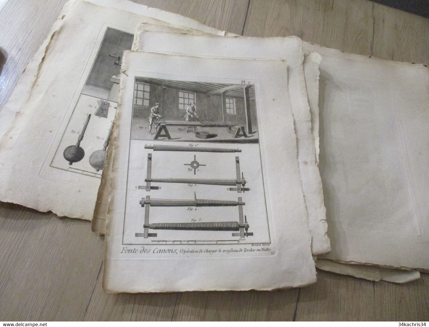 Encyclopédie Méthodique Panckoucke 24 gravures originales Fin XVIII ème fabrication des canons  dont 6 doubles