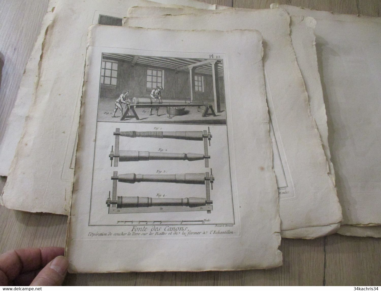 Encyclopédie Méthodique Panckoucke 24 gravures originales Fin XVIII ème fabrication des canons  dont 6 doubles