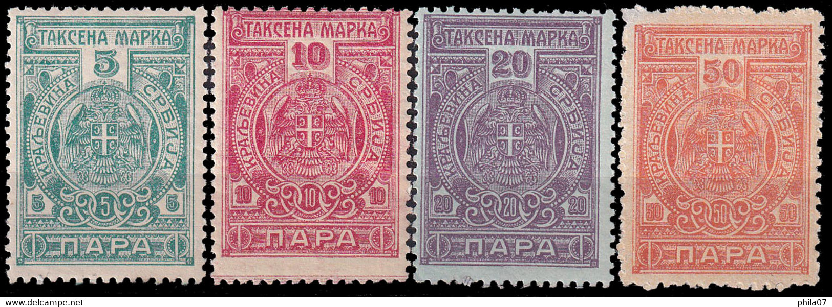 SERBIA - Set Of 4 Revenue Stamps Of Kingdom Of Serbia In Good Condition, Various Quality / 2 Scans - Servië