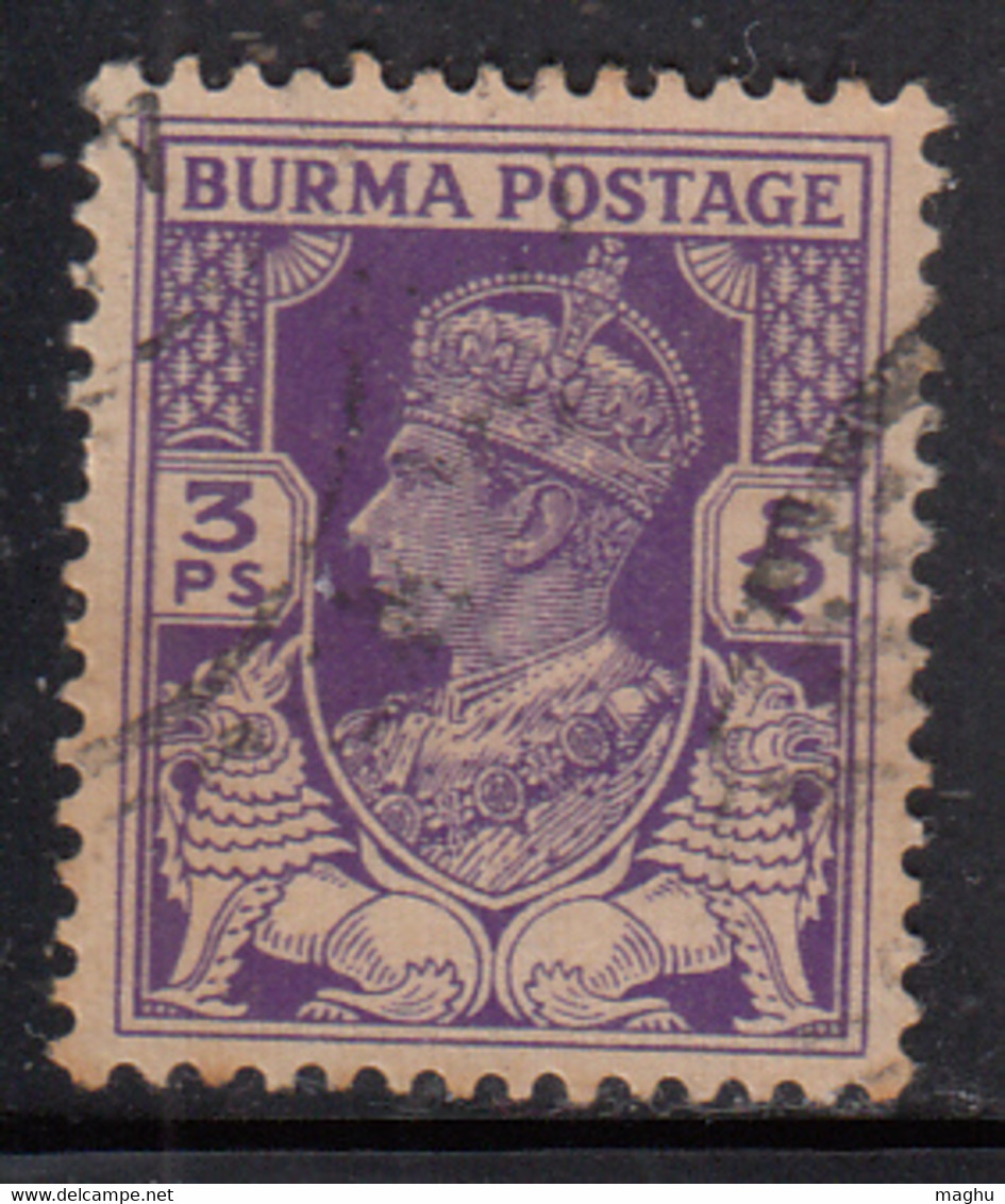 3ps Bright Violet, Used Burma 1938 - 1940, KGVI And Chinthes (Lion), SG19 - Bahrein (...-1965)