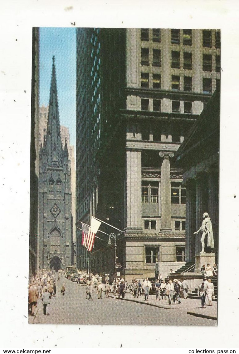 Cp , Etats Unis,  NEW YORK CITY,  WALL STREETwith TRINITY CHURCH,  écrite - Wall Street