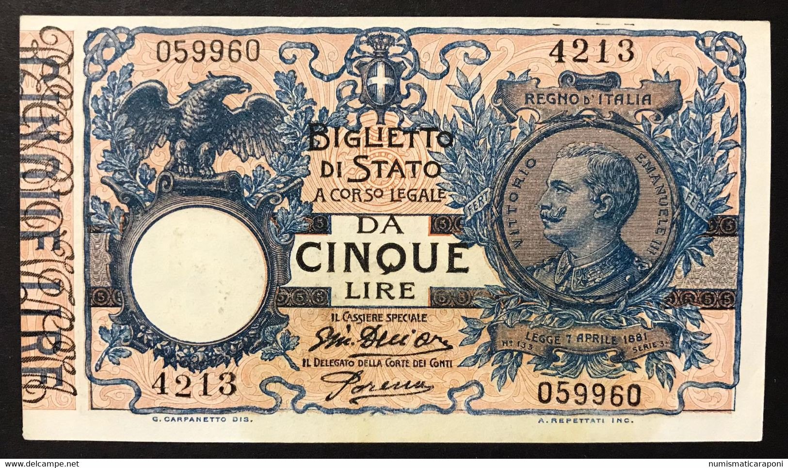 5 Lire Vitt. Em. III° 29 07 1918 Sup   LOTTO 3469 - Italia – 5 Lire