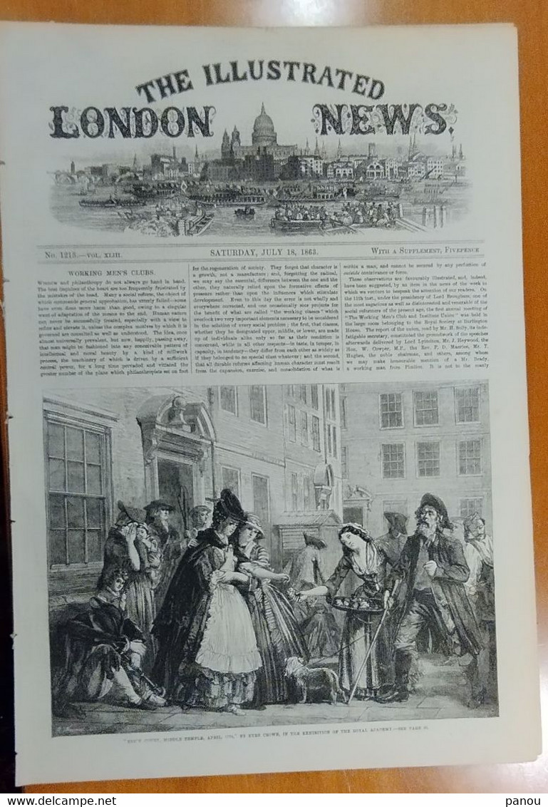 THE ILLUSTRATED LONDON NEWS 1213. JULY 18, 1863. MELBOURNE AUSTRALIA CREMORNE GARDENS WIMBLEDON NEW ZEALAND ​​​​​​​MALTA - Sonstige & Ohne Zuordnung