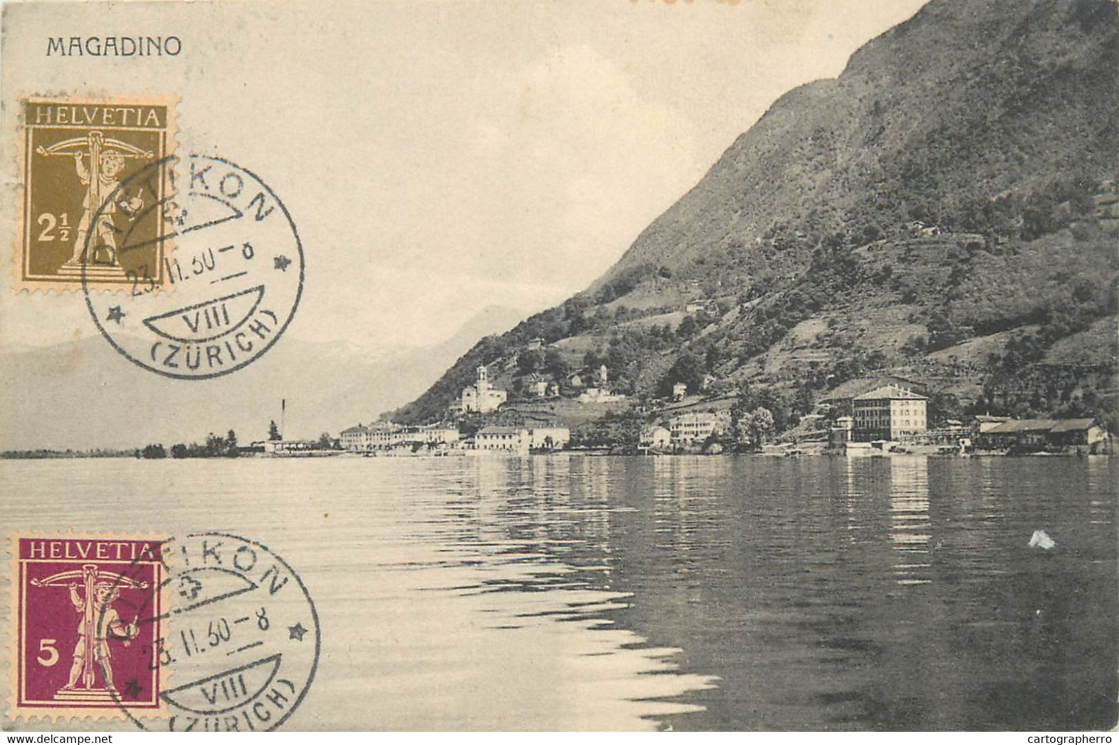 Postcard Switzerland Magadino 1930 Coast Scene - Magadino