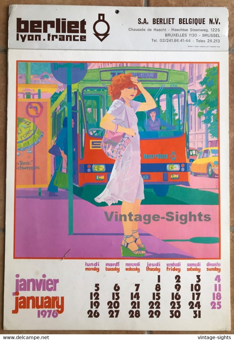 Vintage 1976 Berliet Lyon - France Calendar / Great 70s Illustrations - Grand Format : 1971-80