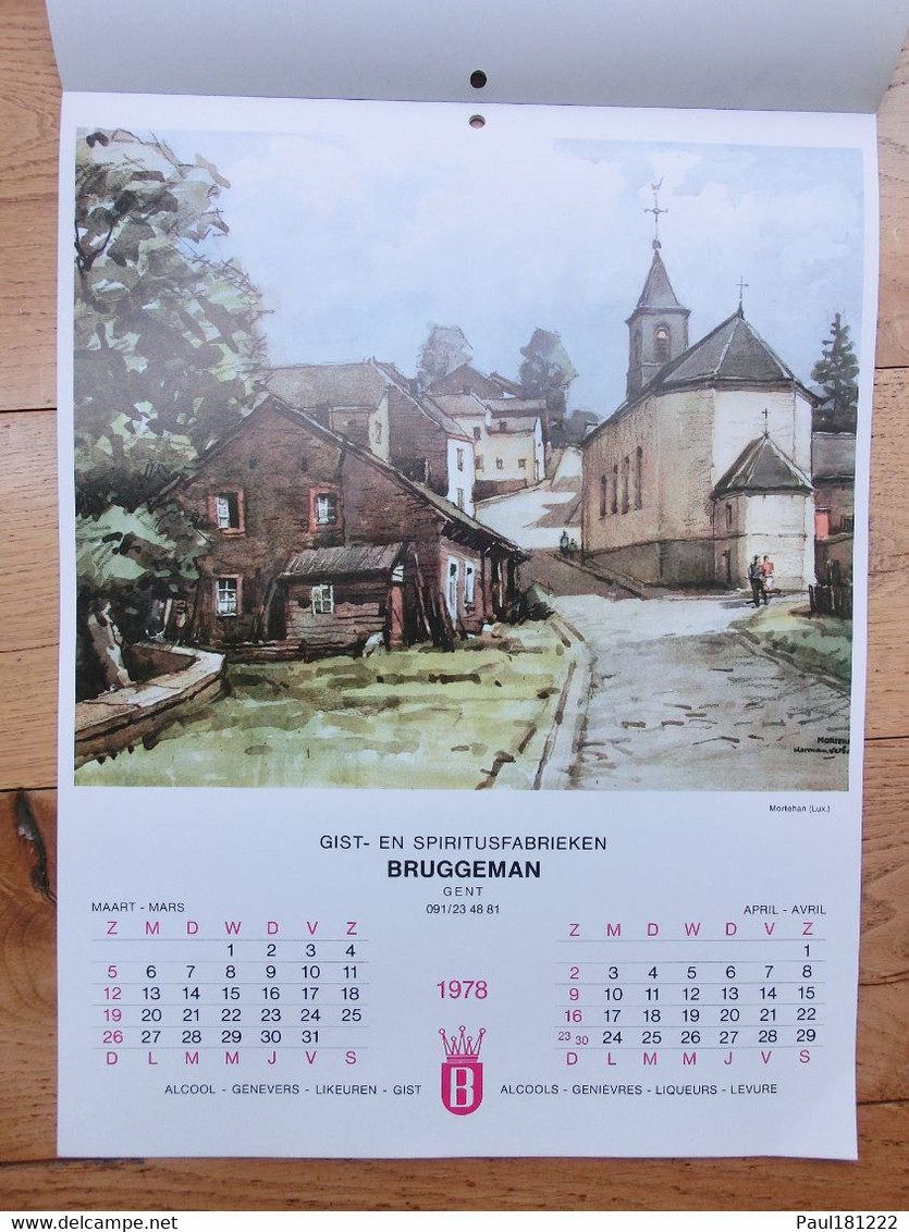 Gent Gand Spiritusfabrieken Spiritueux Bruggeman Calendrier 1978 Damme Mortehan Lissewege Chiny Mespelare Chassepierre - Grand Format : 1971-80