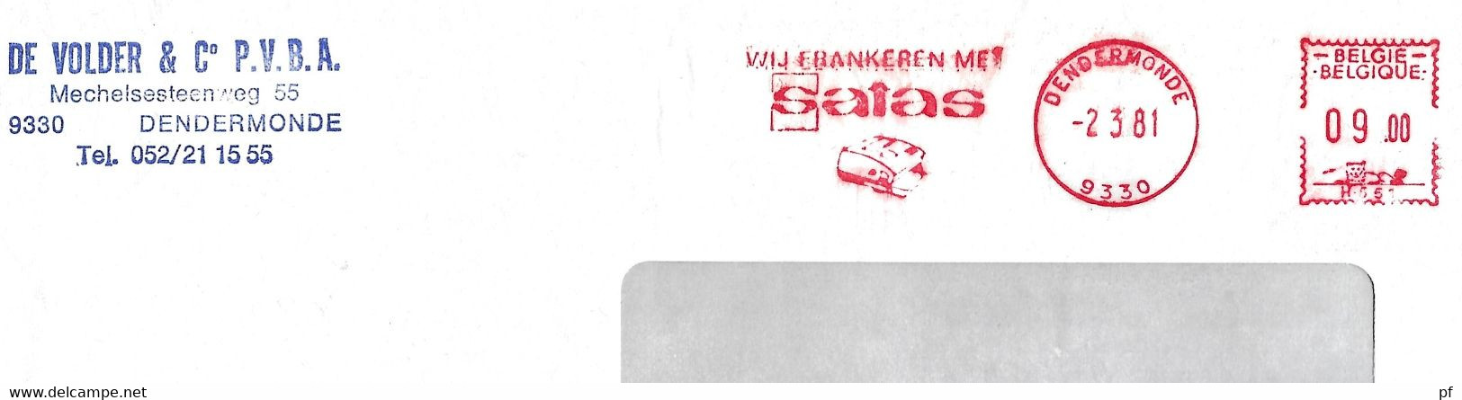 Brief De Volder Dendermonde 2-3-1981 Vlagstempel SATAS - 1980-1999