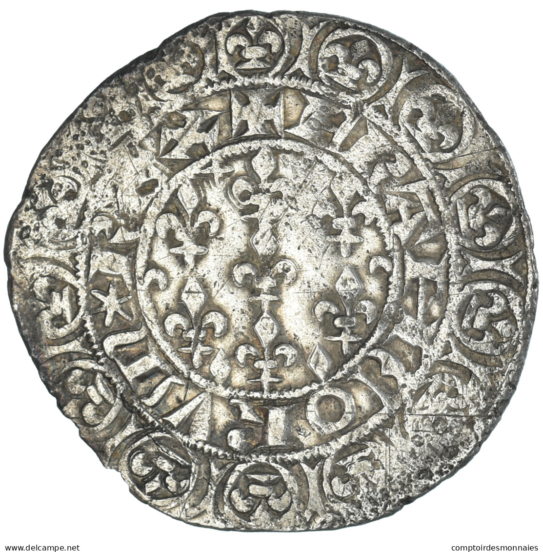 Monnaie, France, Jean II Le Bon, Gros Blanc Aux Fleurs De Lis, 1360-1364, TTB - 1350-1364 Jean II Le Bon