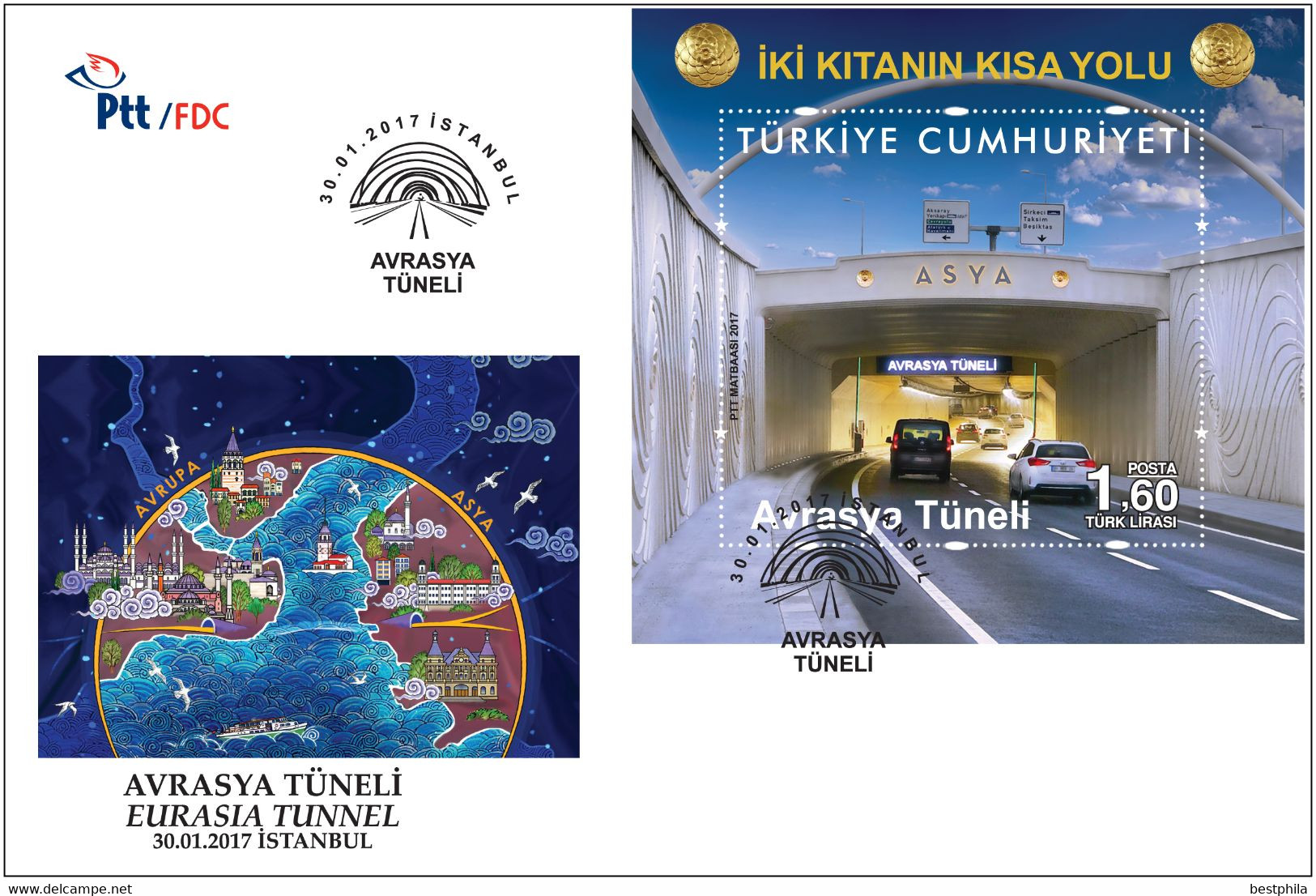 Turkey, Türkei - 2017 - Eurasia Tunnel İstanbul - FDC - Briefe U. Dokumente