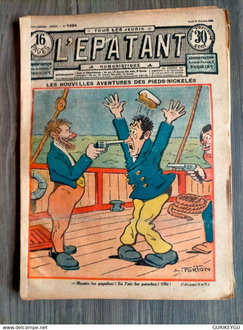 L'épatant N° 1054 LES PIEDS NICKELES FORTON  FORTON  11/10/1928 - Pieds Nickelés, Les