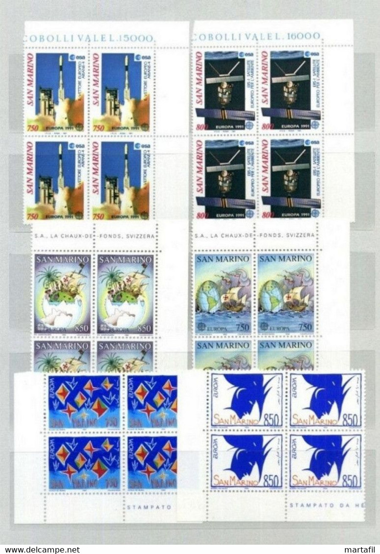 EUROPA Europa-CEPT QUARTINE SAN MARINO MNH ** 1977/1993 / 630€ Di Cat. - Collections