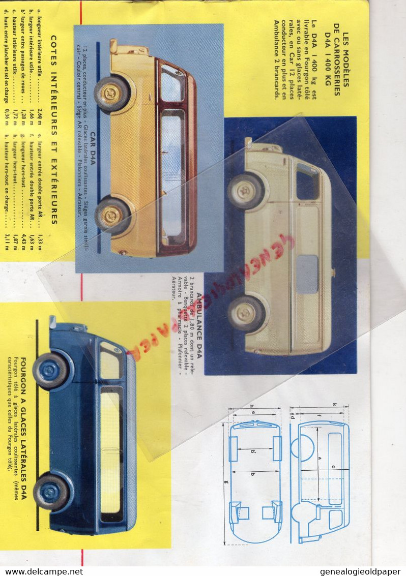 RARE CATALOGUE PEUGEOT 1957- FOURGONNETTE 203 C5-CAMIONNETTE BACHEE 203 C8-LIMOUSINE COMMERCIALE 403 U5-FOURGON D4A