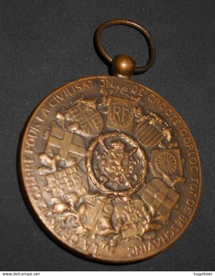 WW1 Médaille De La Victoire Interalliée Paul Dubois Grande Guerre Pour La Civilisation Belgique 9 Provinces - België