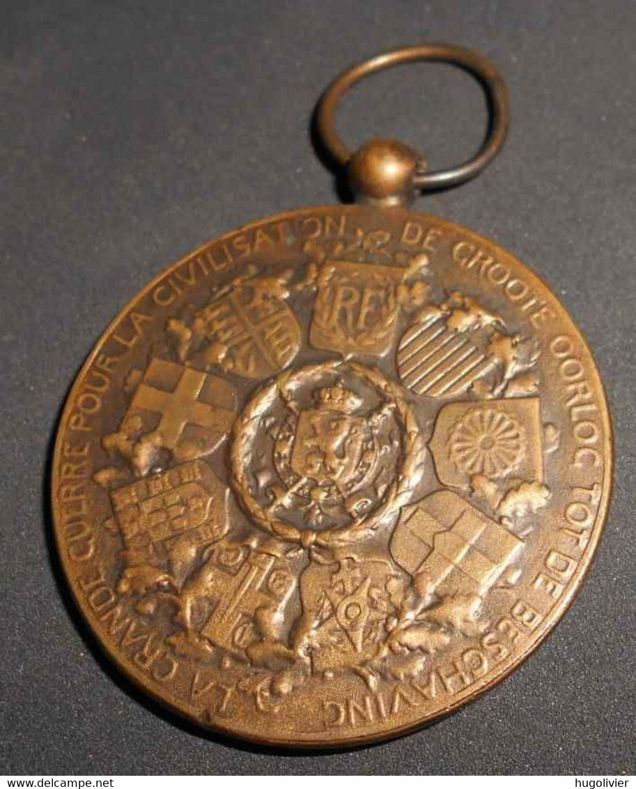 WW1 Médaille De La Victoire Interalliée Paul Dubois Grande Guerre Pour La Civilisation Belgique 9 Provinces - België