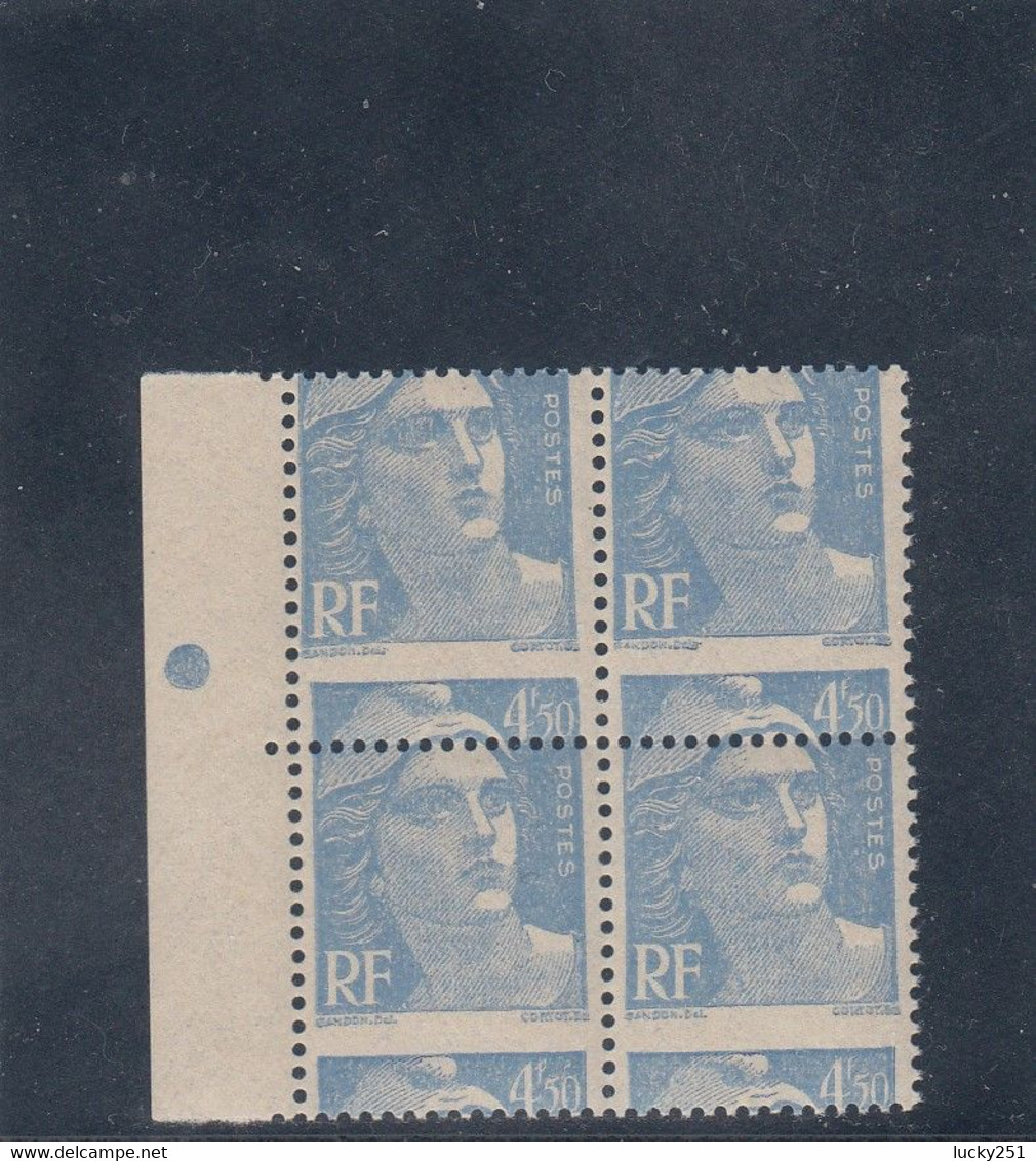 France - Année 1945-47 - Neuf** - N°YT 718A** - Piquage à Cheval - 4f50 Bleu - Bloc 4 - Unused Stamps