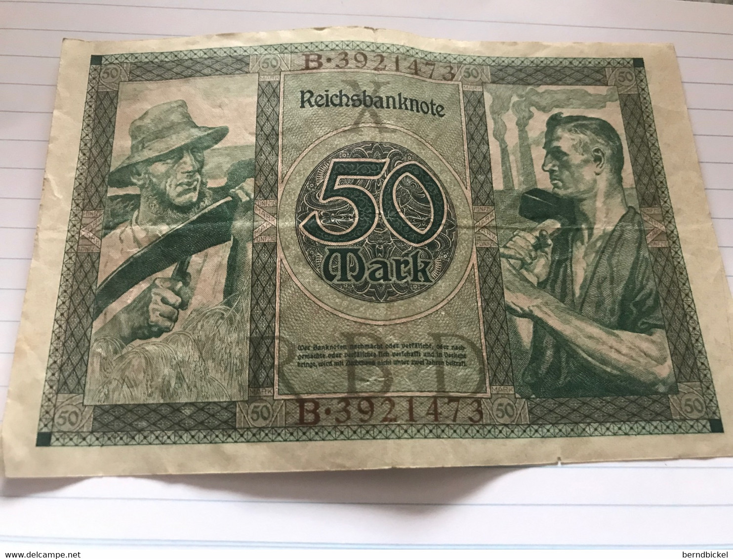 Papiergeld Reichsbanknote 50 Mark 1920 - 50 Mark