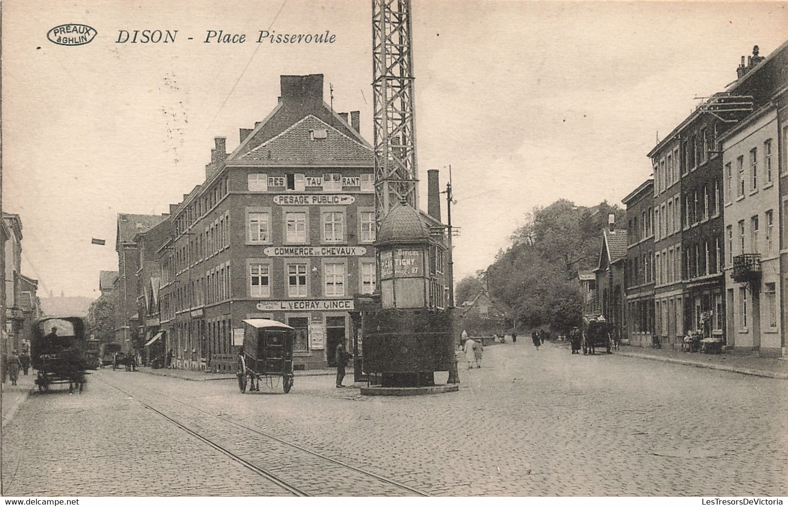 CPA - Belgique - Dison - Place Pisseroule - Edit. Préaux - VVe Baiwy - Animé - Calèche - L. Vecray - Dison