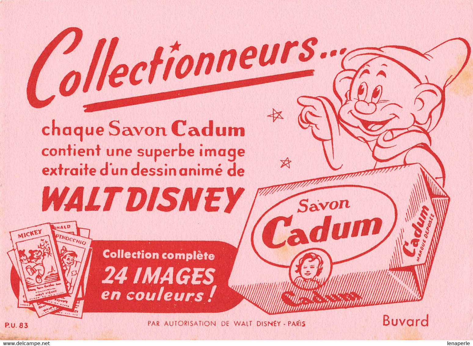 BUVARD SAVON CADUM WALT DISNEY - Parfum & Cosmetica