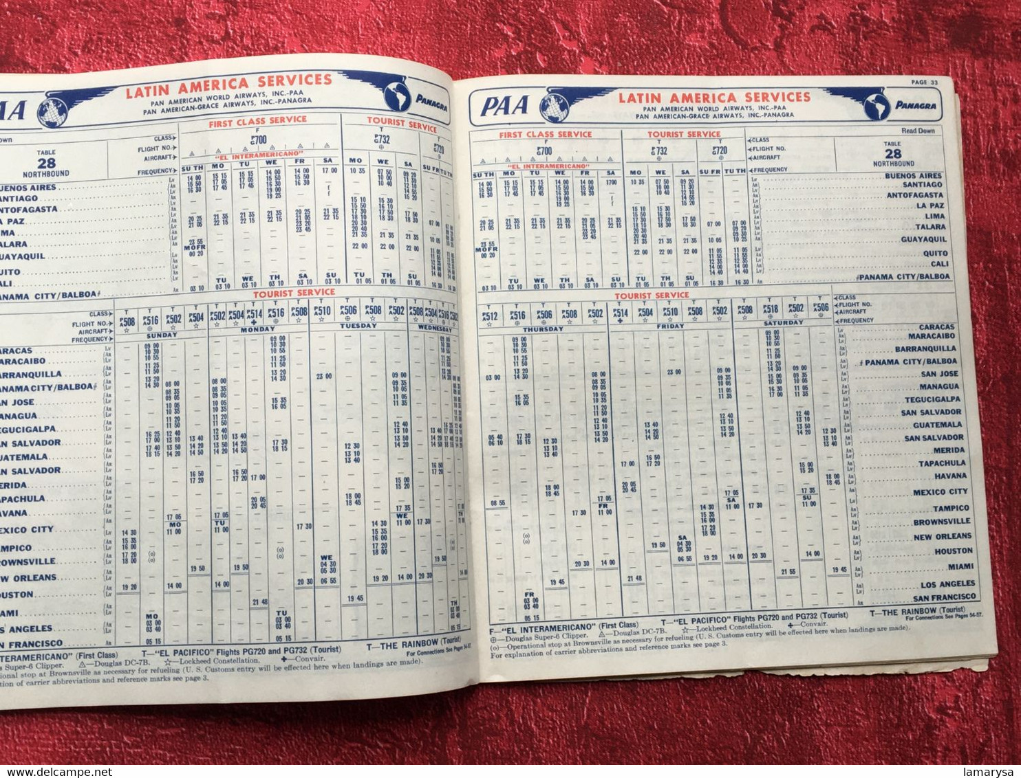 1956 Pan America World Airways-PAA-☛Dépliant guide Horaires-Voyage-☛Vintage Flight Timetable Aviation Memorabilia-Cargo-