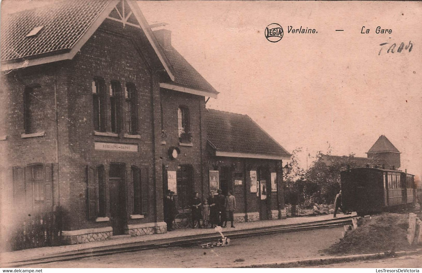 CPA Belgique -  Verlaine - La Gare - Legia - Tram - Tramway - Animé - Verlaine