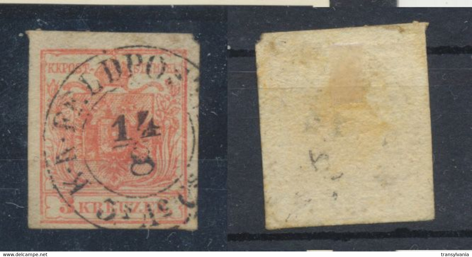 Romania 1854 Austria Occupation During Crimeea War 3 Kreuzer 1st Issue Stamp With Rare Focsani Cancellation - Besetzungen