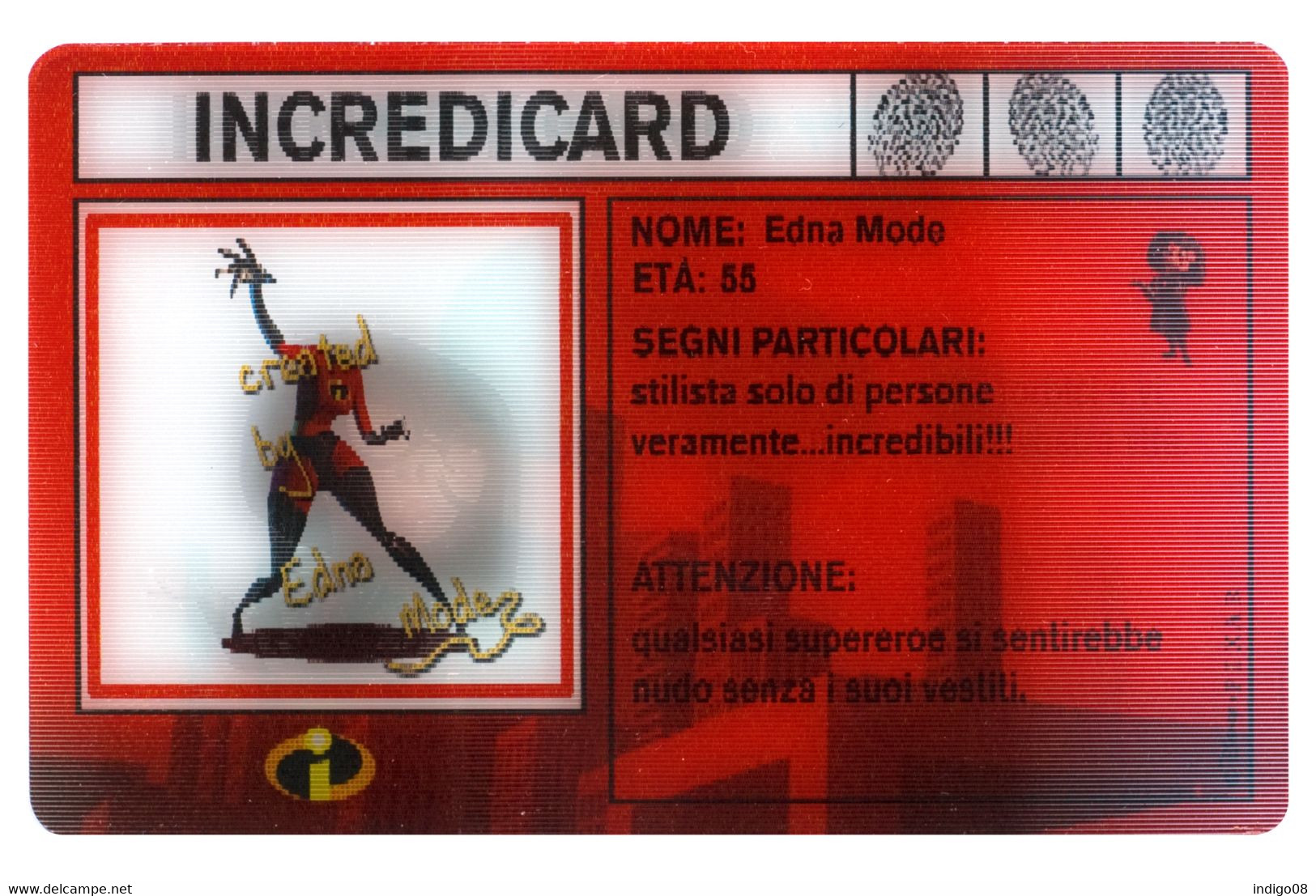 Cartes 3D The Incredibles Gli Incredibili Kinder Chocolat Ferrero Série Identity Cards - Other & Unclassified