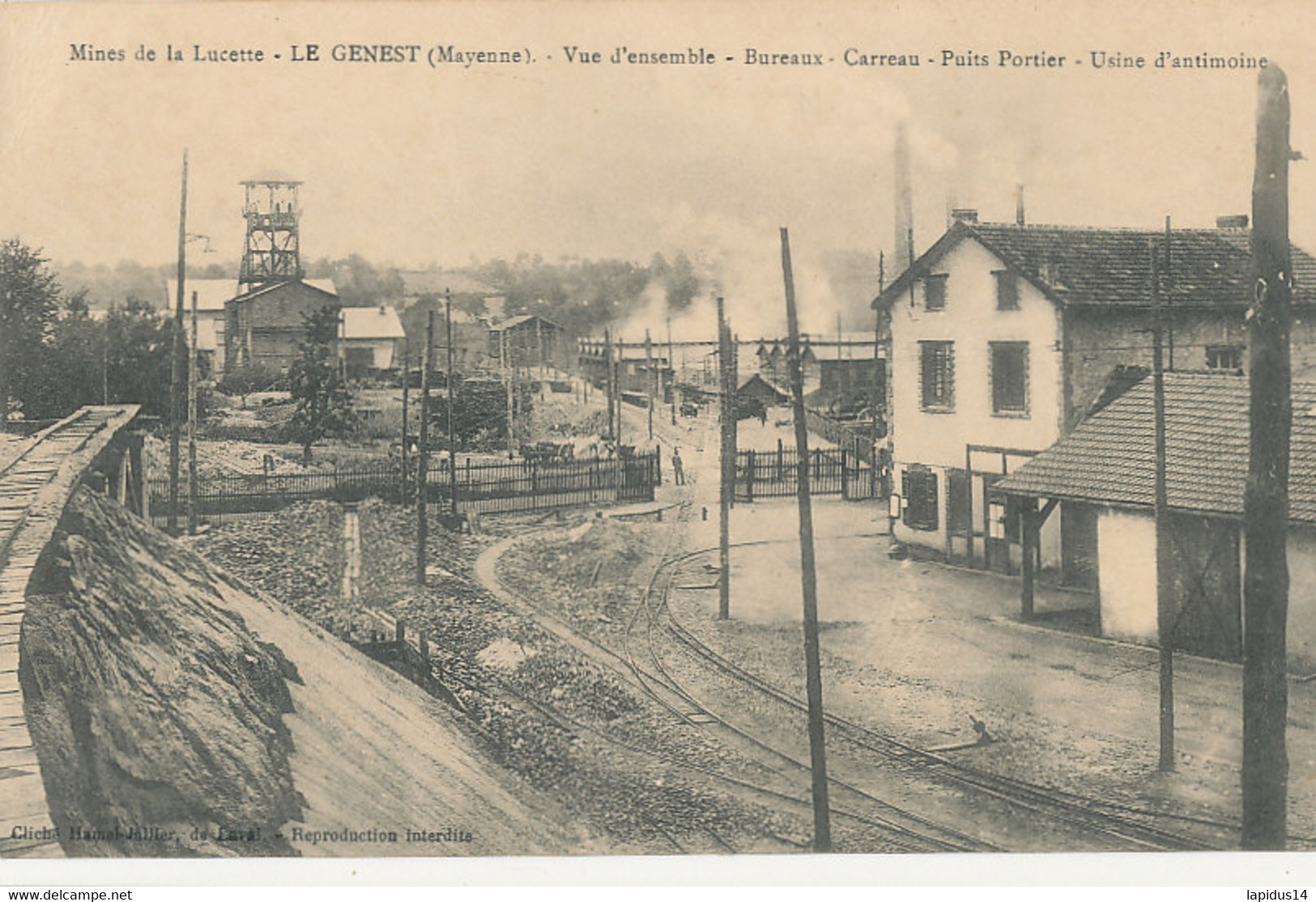 AV 832 -  C P A -  LE GENEST  (53)  MINE DE LA LUCETTE  VUE D'ENSEMBLE BUREAUX CARREAU PUITS PORTIER USINE D'ANTIMOINE - Le Genest Saint Isle