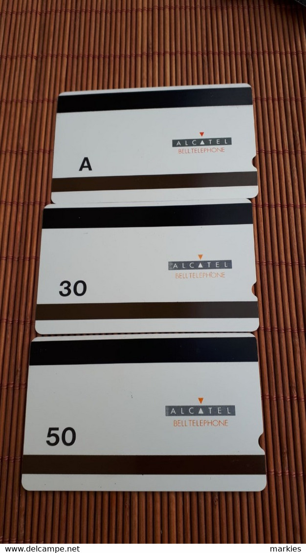 Alcatel Bell 3 Different Cards A+30+50 (Mint,Neuve) 2 Scans  Rare ! - Service & Tests