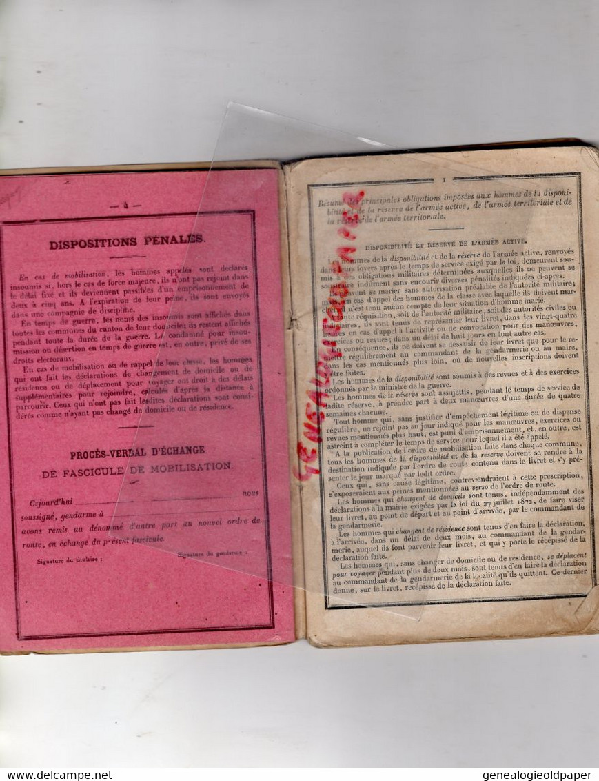 27- LES ANDELYS-LIVRET MILITAIRE HENRI DESIRE PARISSE-22-74 REGIMENT INFANTERIE ROUEN CASERNE PELISSIER - 1878 TIR CIBLE - Documenti Storici