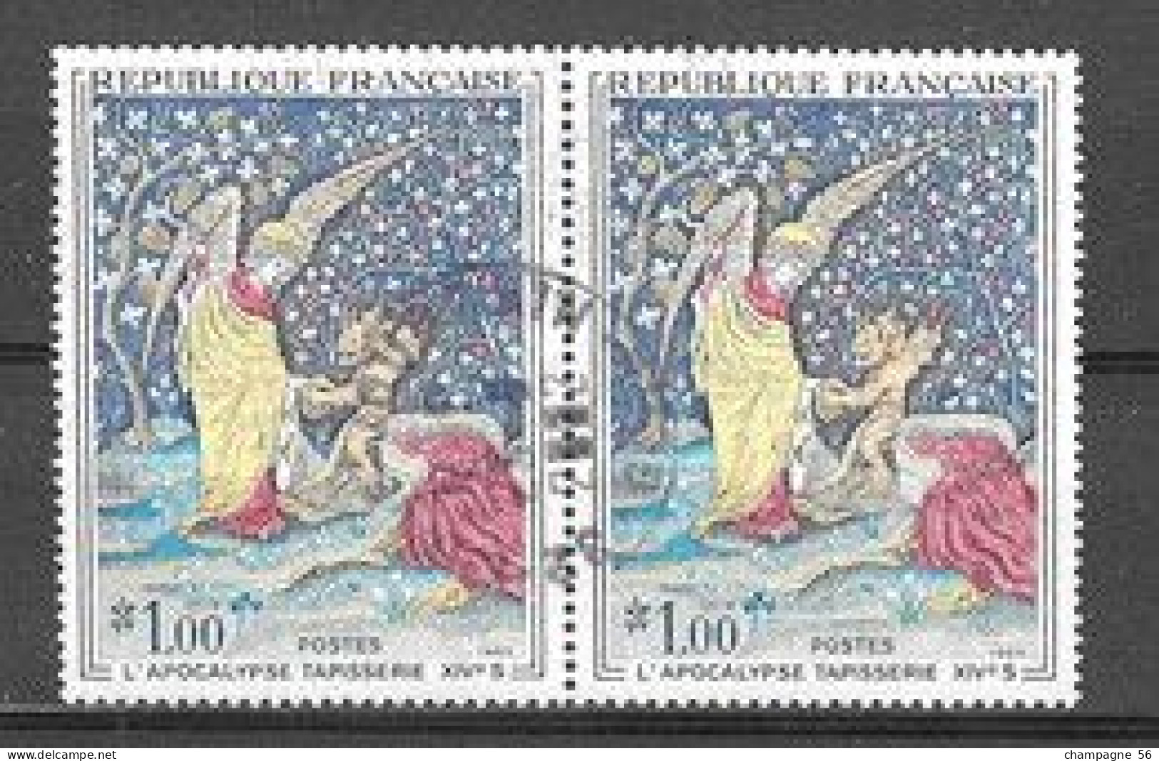 FRANCE 1965  N° 1458 SE TENANT c SOL GRIS BLEUTEE  NUANCE COULEUR  OBLITERE   LAMPE U V / SCANNE 18 PAS A VENDRE