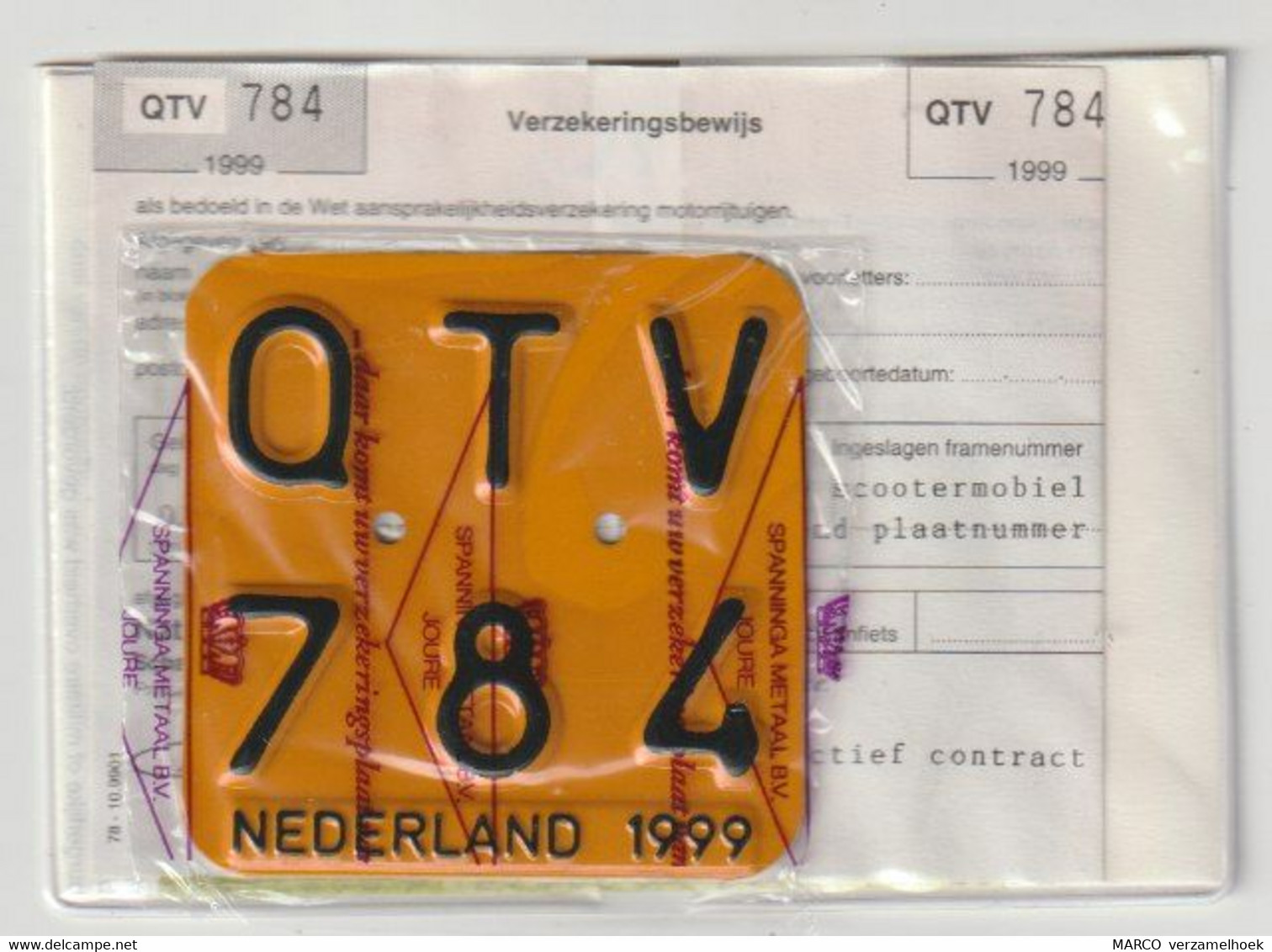 License Plate-nummerplaat-Nummernschild Moped-wheelchair Nederland-the Netherlands 1999 - Number Plates