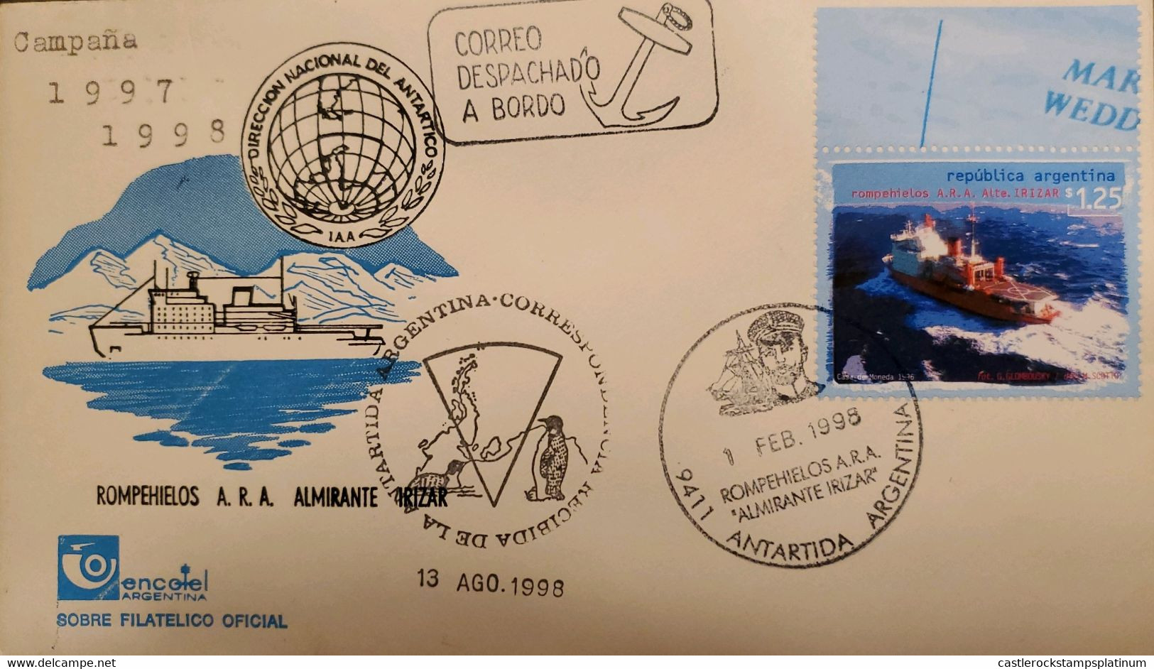 A) 1996, ARGENTINA, ICEBREAKER SHIP, MAIL DELIVERED ON BOARD, ARGENTINE PRESENCE IN ANTARCTICA, XF - Lettres & Documents