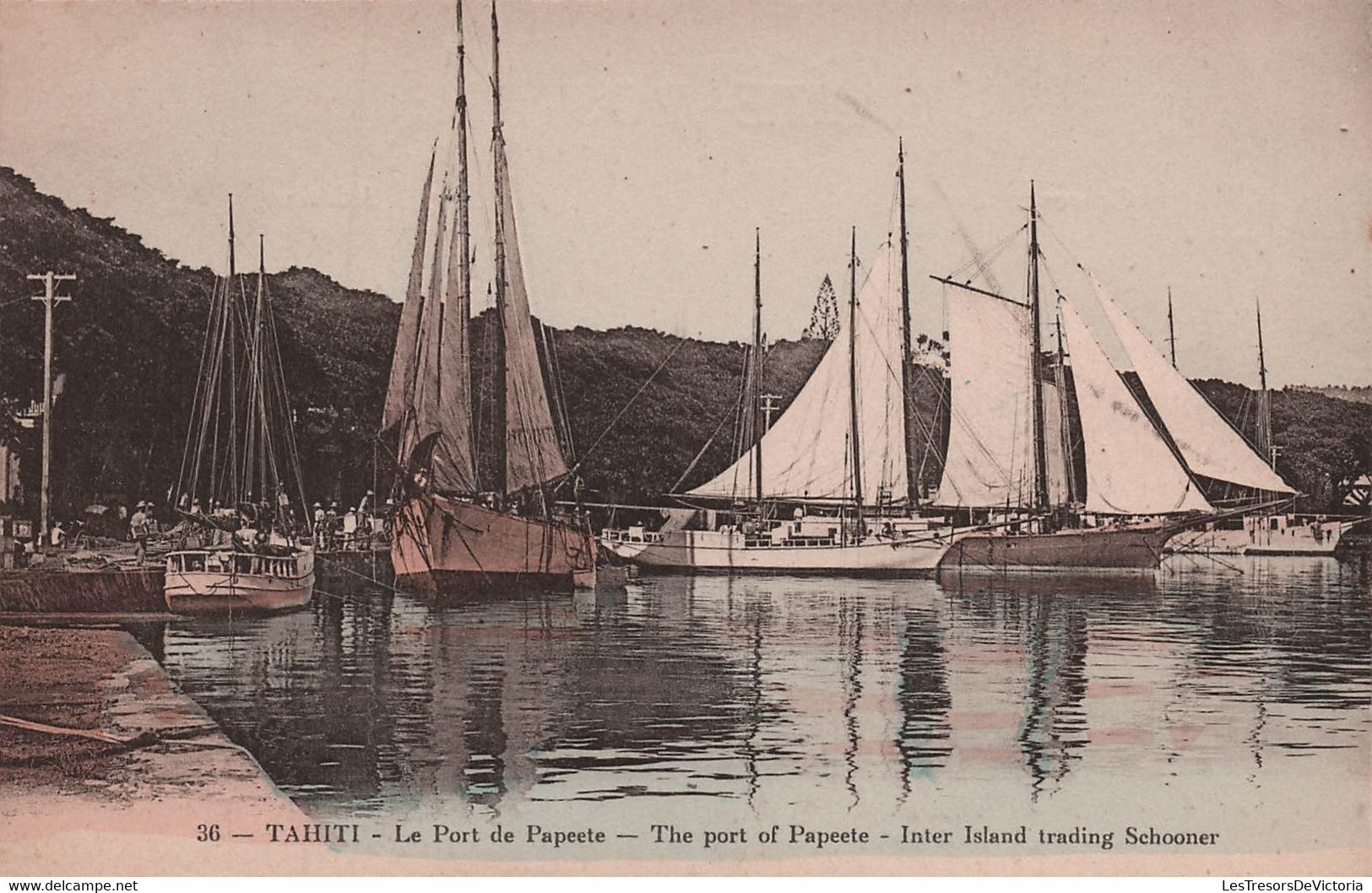 CPA TAHITI - Le Port De Papeete - The Port Of Papeete - Inter Island Tradinc Schooner - Colorisé - Edition RP - Tahiti