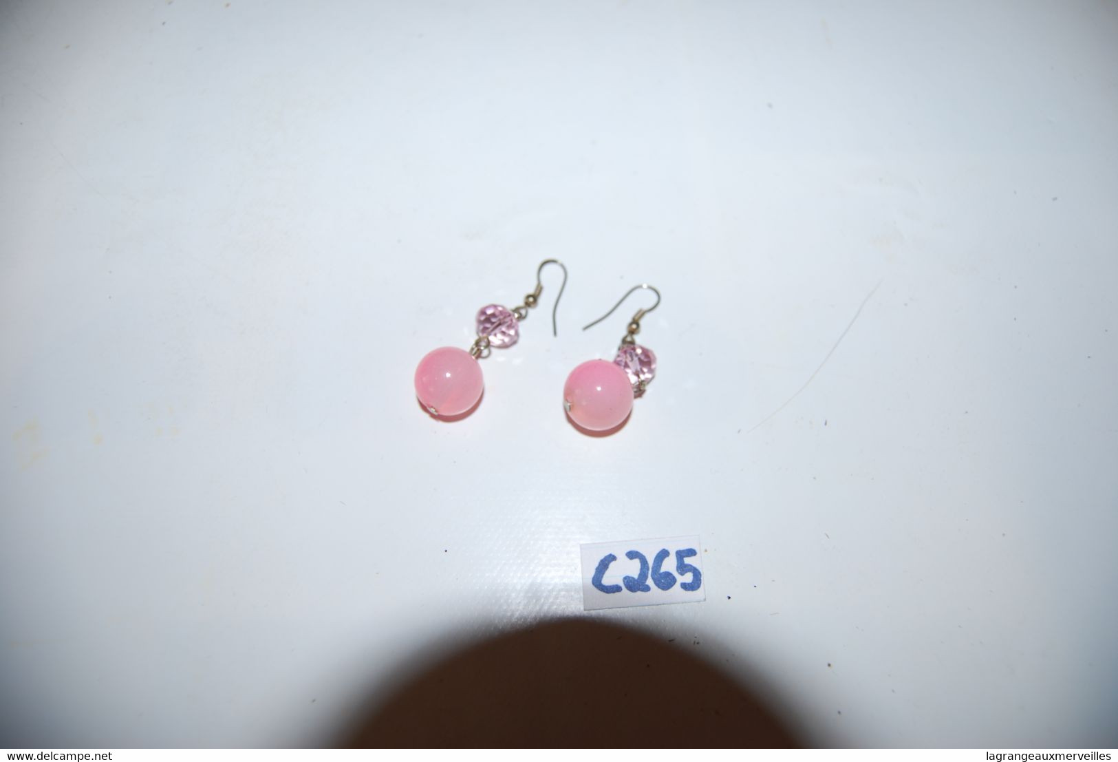C265 Paire De Boucles D'oreilles - Pierres Roses - Vintage - Earrings