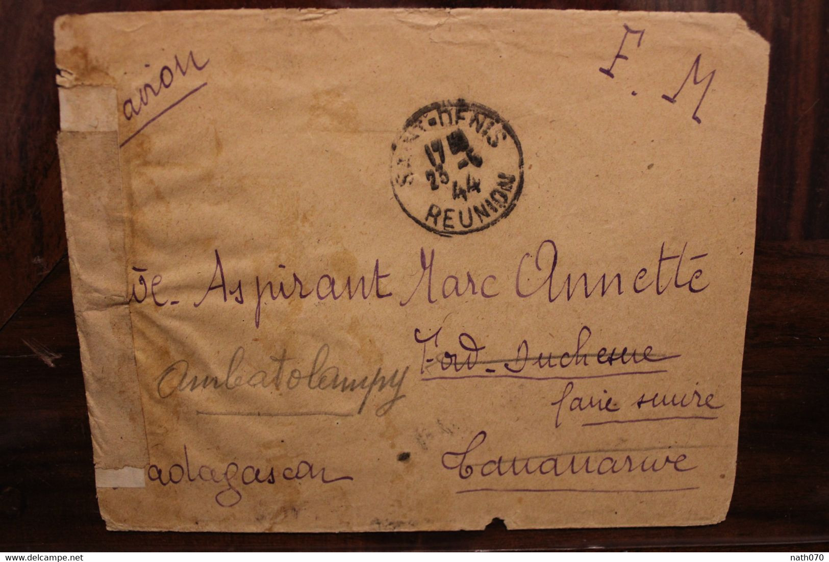 1944 Réunion Double Censure Fort Duchesse Ambatolampy Madagascar FM Contrôle Postal G 22 Cover Censor Zensur Rare !!! - Cartas & Documentos