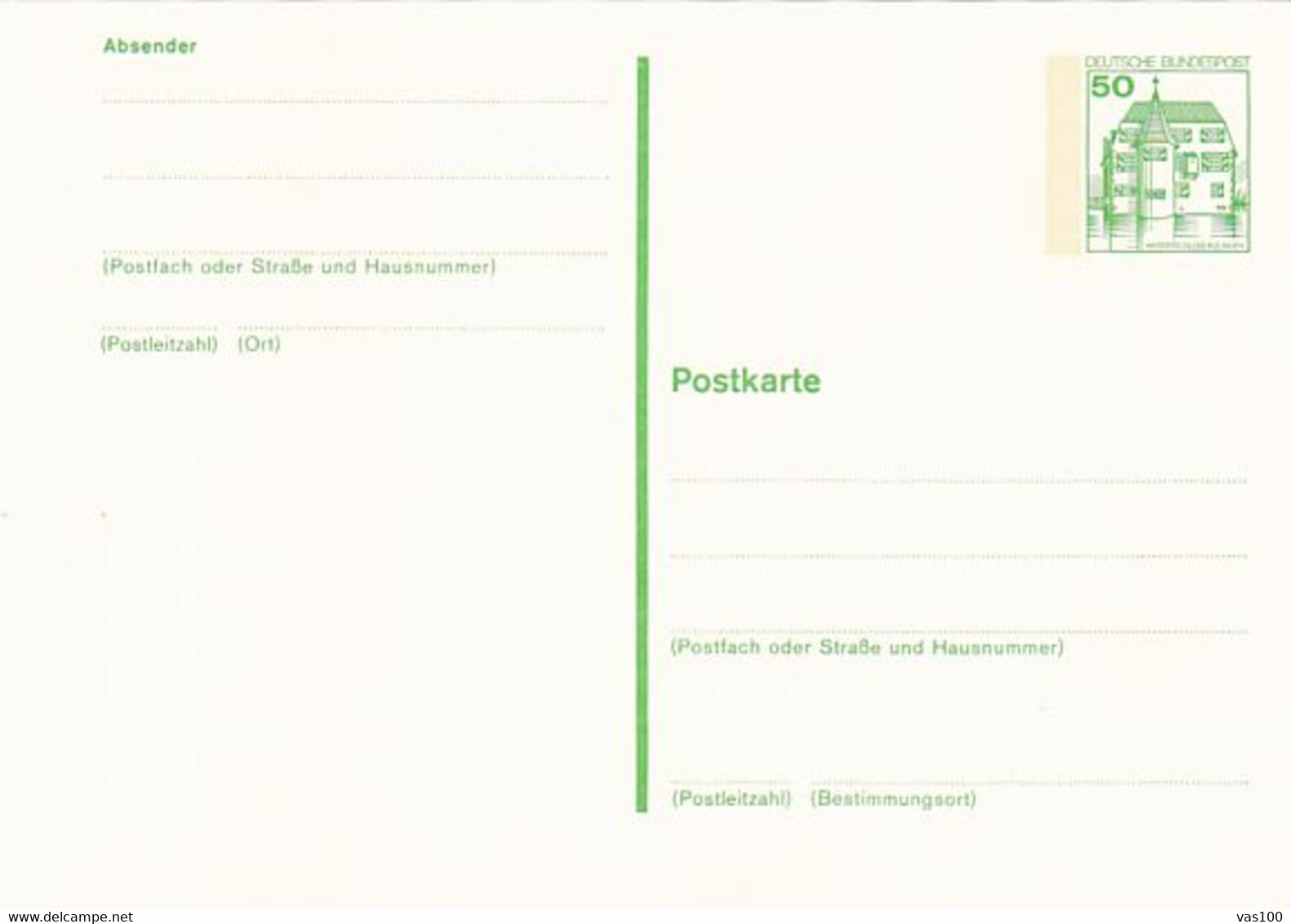 CASTLE, PC STATIONERY, ENTIER POSTAL, UNUSED, GERMANY - Postkarten - Ungebraucht