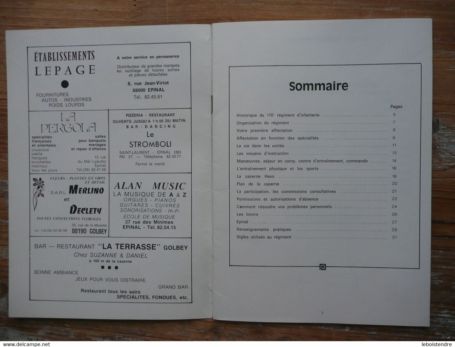 LE 170E REGIMENT D INFANTERIE HISTORIQUE ORGANISATION PLAN DE LA CASERNE ETC NON DATE - Frans