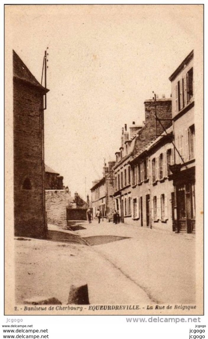 Banlieue De Cherbourg  EQUEURDREVILLE - Rue De Belgique  Carte écrite En 1944. 2 Scans   TBE - Equeurdreville