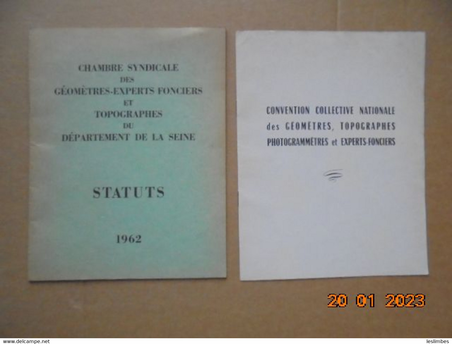 Chambre Syndicale Des Geometres Experts Fonciers Et Topographes Du Departement De La Seine. Statuts Adoptes 1962 - Droit