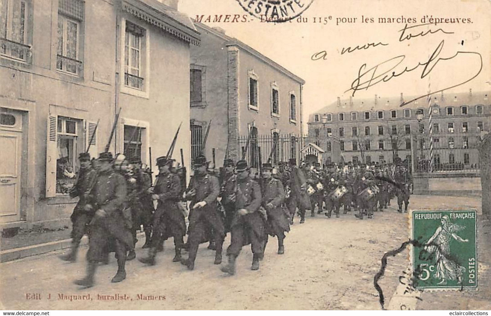 Mamers      72          Militaria.   115 ème  D'Infanterie.  Départ Pour La  Marche D'épreuve     (voir Scan) - Mamers