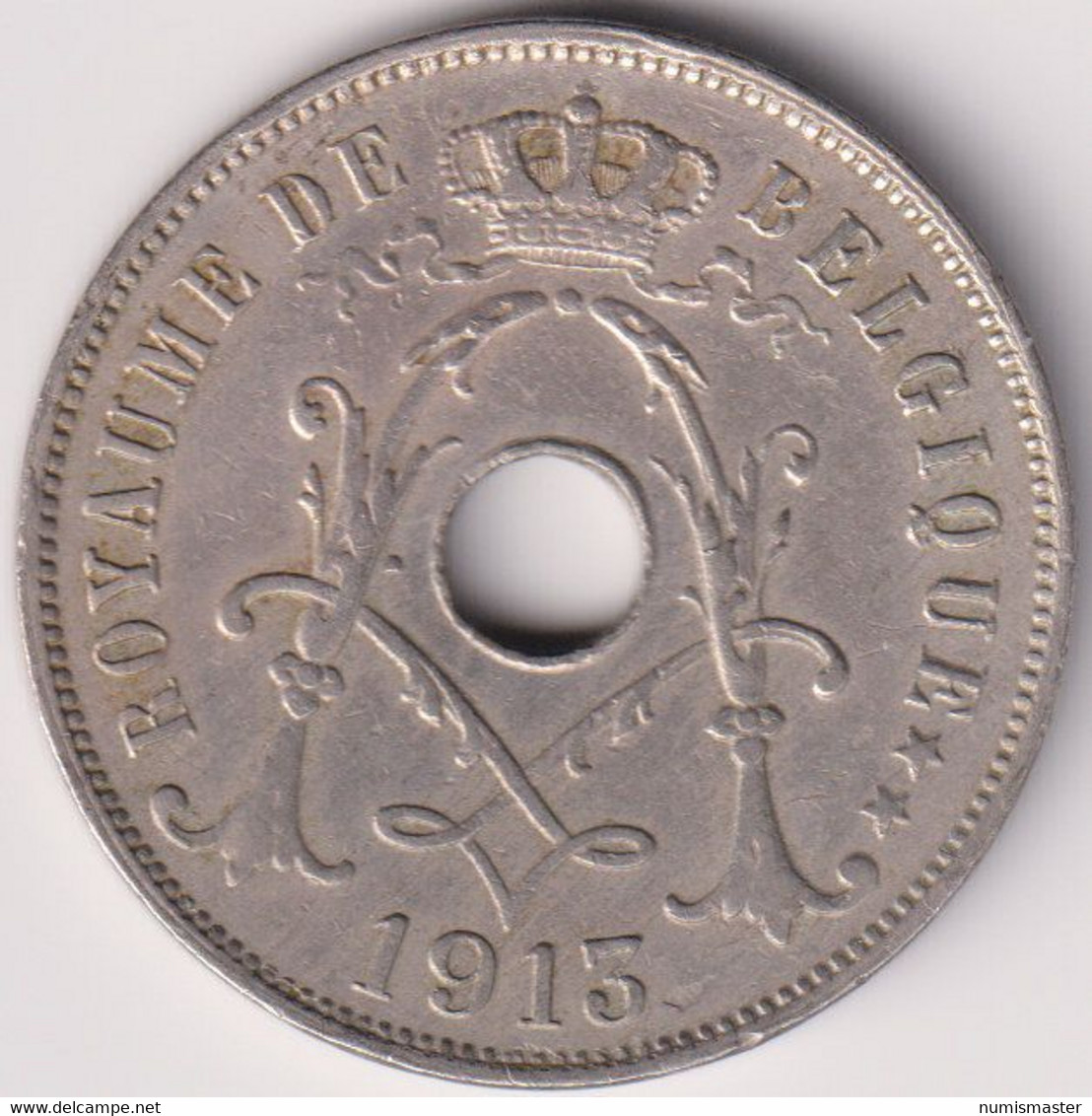 BELGIUM , 25 CENTIMES 1913 , FRENCH - 25 Cents
