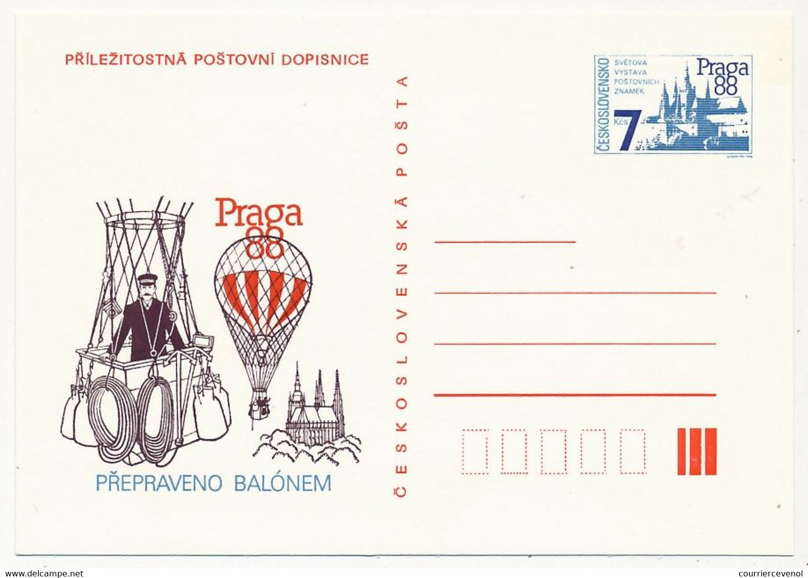 TCHECOSLOVAQUIE - Carte Postale (entier Postal) - Praga 88 - Neuve - Cartes Postales