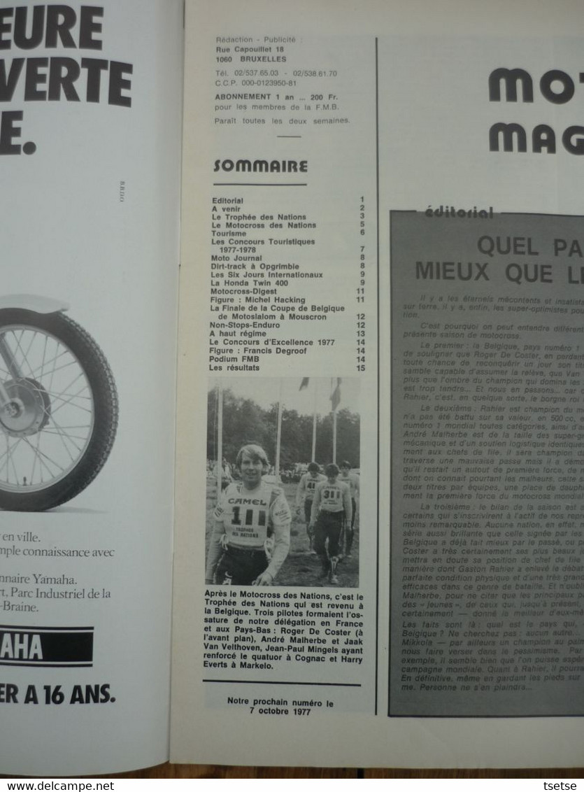 Revue Moto Magazine - N° 16 - 23 Septembre 1977 - Moto