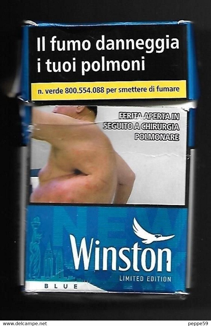 Tabacco Pacchetto Di Sigarette Italia - Winston Blue Limited Ed. Da 20 Pezzi N.6 - Vuoto - Zigarettenetuis (leer)