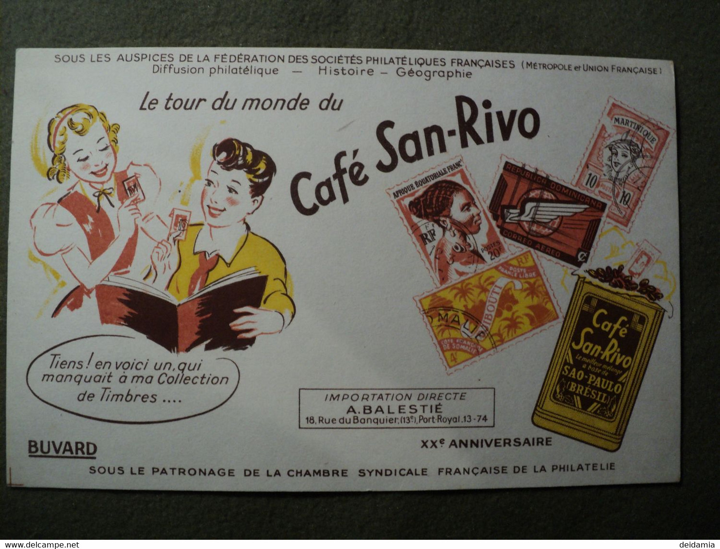 BUVARD LE TOUR DU MONDE DU CAFE SAN RIVO. 1955? - Café & Thé