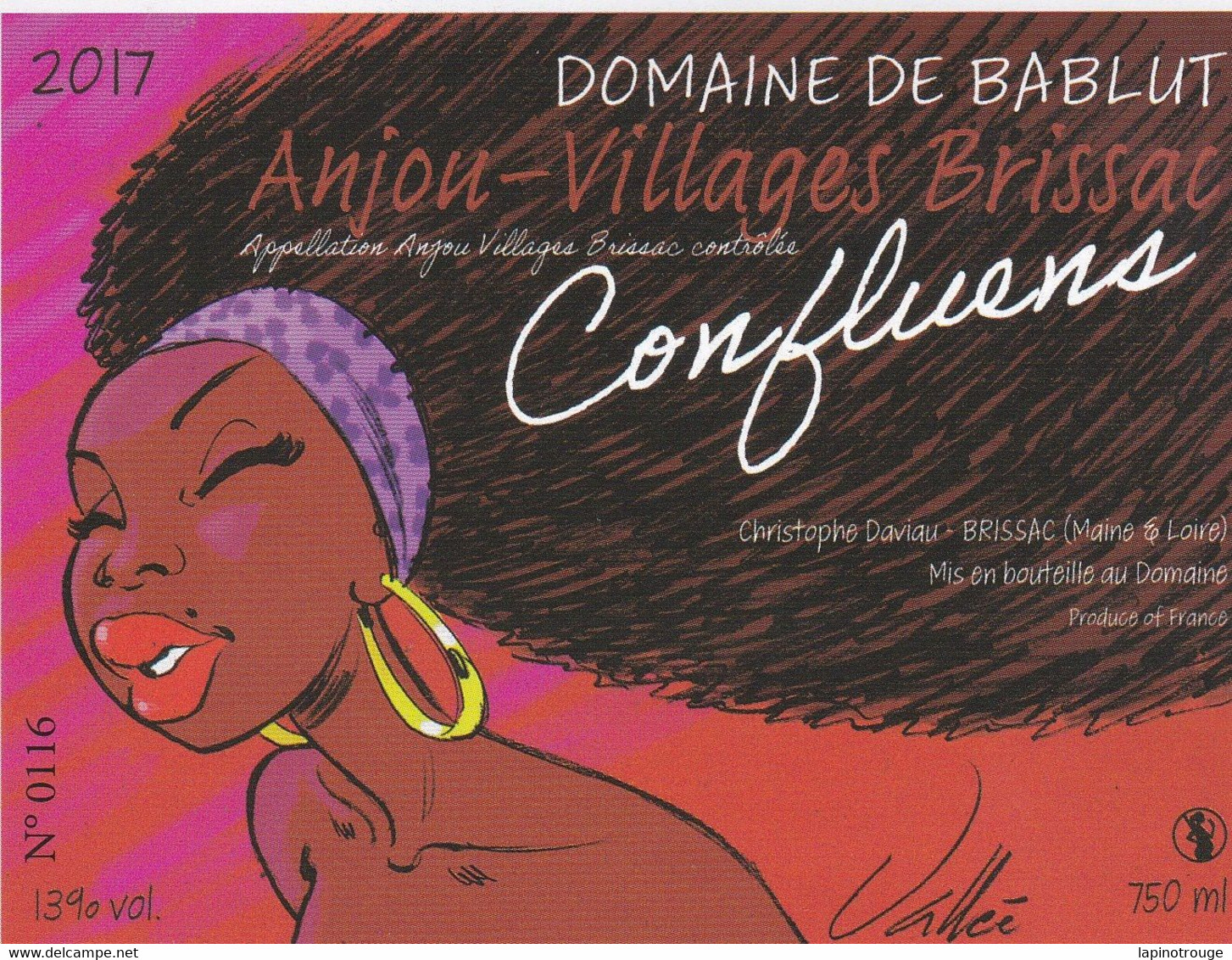 Etiquette Vin VALLEE Sylvain Festival BD Angers 2019 (Tananarive - Dishes