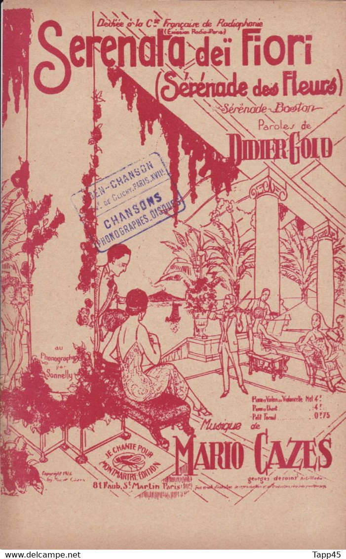 Sérénata Dei Fiori	Chanteur	???	Partition Musicale Ancienne > 	24/1/23 - Chant Soliste