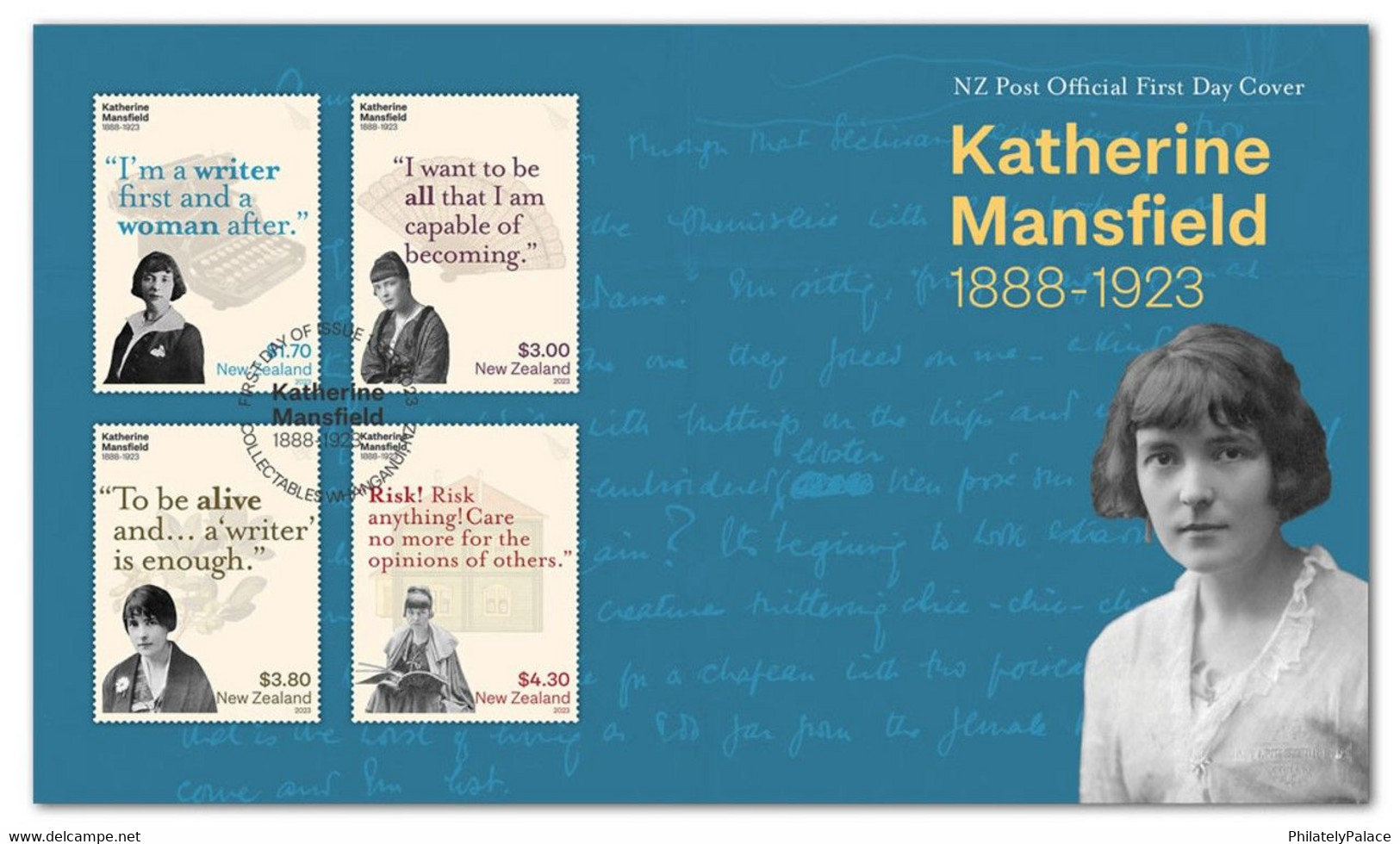 NEW ZEALAND 2023 Katherine Mansfield (1888 - 1983) ,Historical Literary Author, Presentation Pack - FDC + MS MNH (**) - Lettres & Documents