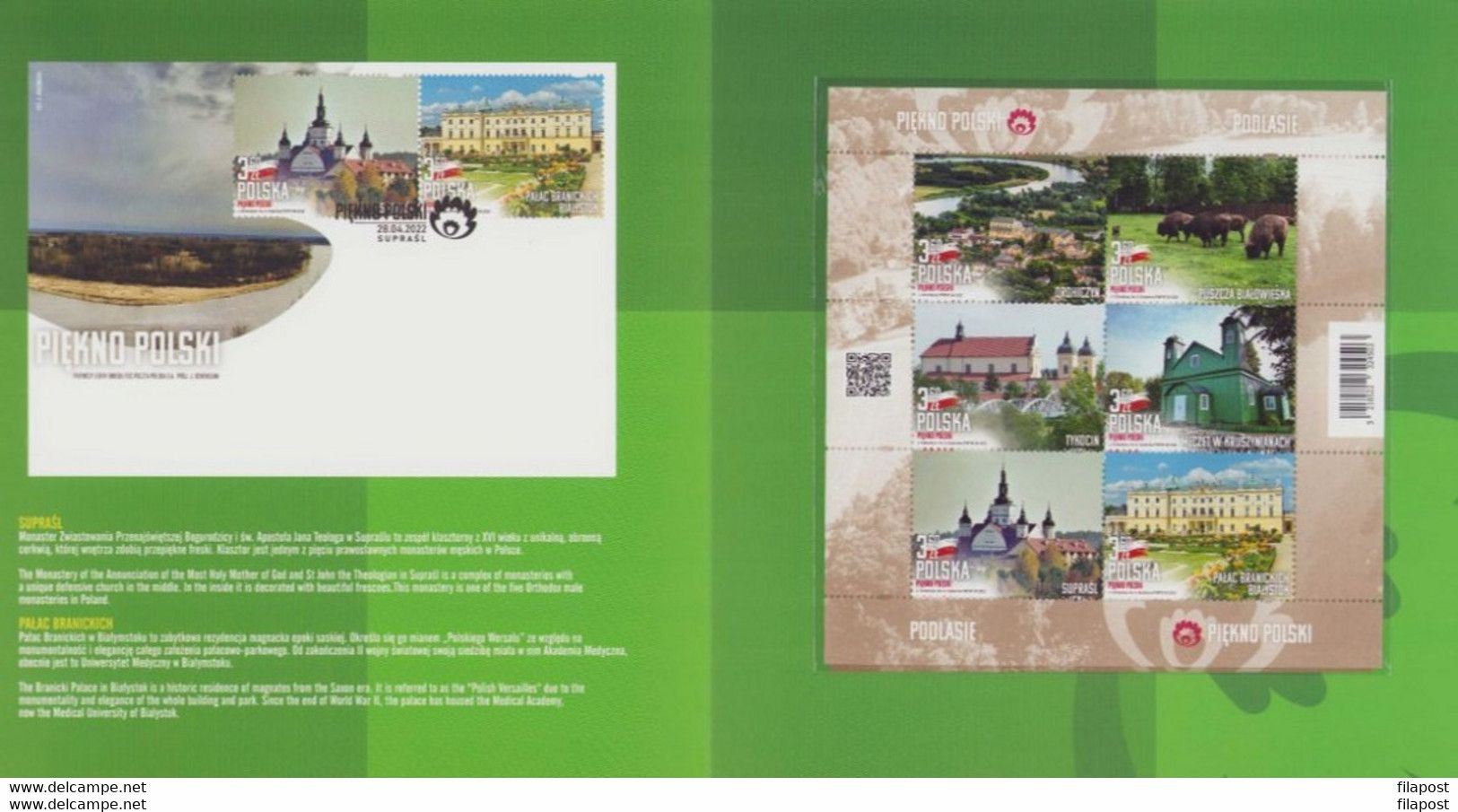 Poland 2022 Booklet / Beauty Of Poland, Podlasie, National Park, Mosque, Palace, Monastery / With Full Sheet MNH** - Markenheftchen