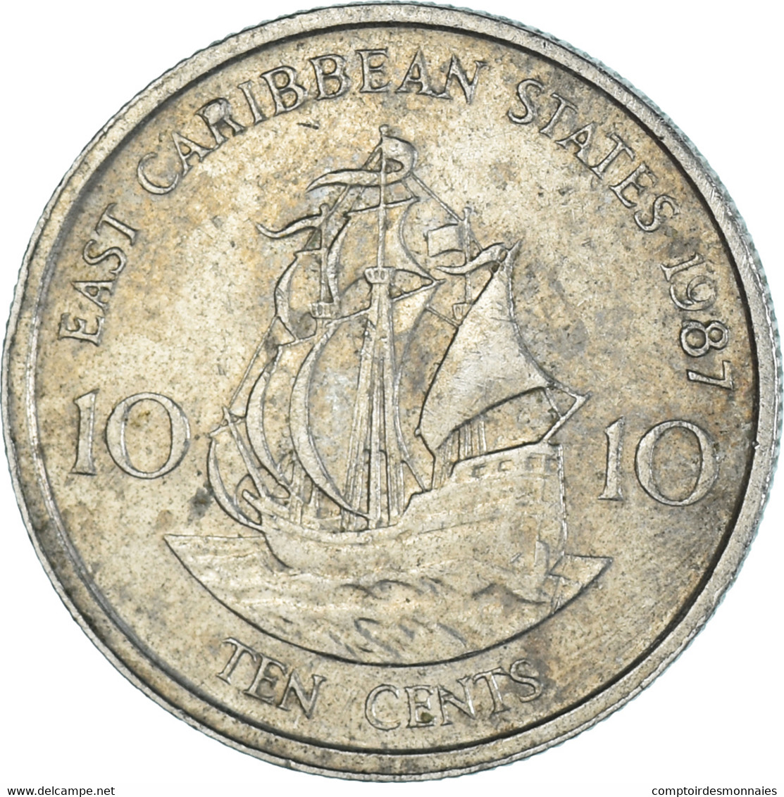 Monnaie, Etats Des Caraibes Orientales, 10 Cents, 1987 - Oost-Caribische Staten